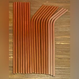 15 Set Of Rose Gold Metal Straws & 3 Silver Metal Straws